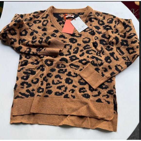 Knox Rose Women's V-Neck Pullover Sweater Camel Brown XS - Picture 2 of 5